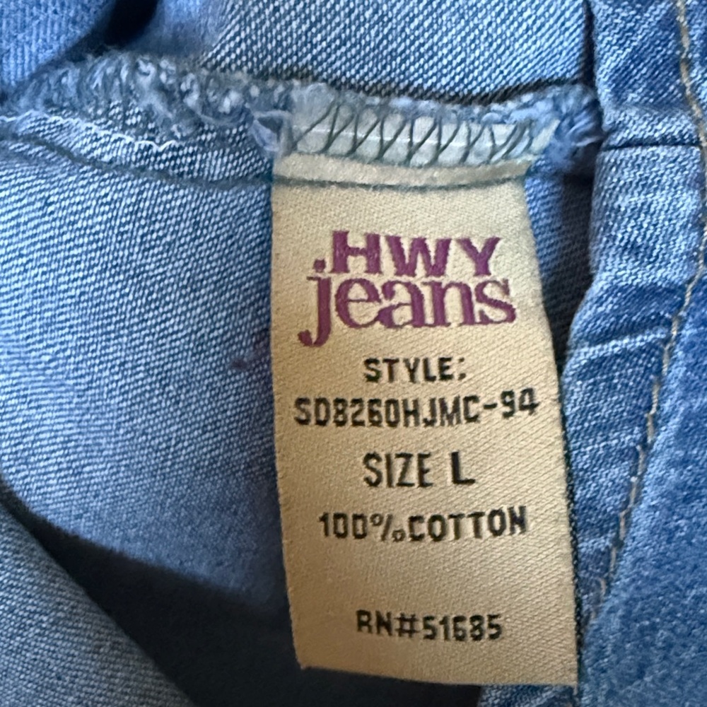 Highway Wet Seal Classic Blue Denim Snap Up Shirt NWT Sz Lg  Pearlized Snaps - Picture 7 of 8